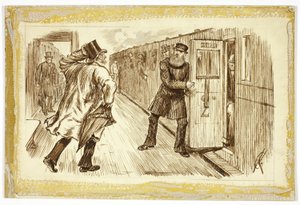 Hombre que coge un tren de Charles Samuel Keene