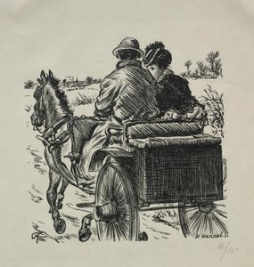 El abrigo con forro de piel, 1869 de Charles Samuel Keene