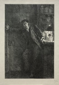 El abrigo con el forro de piel, 1869 de Charles Samuel Keene