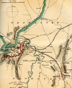 Mapa de Chattanooga y sus defensas, Tennessee de Charles Sholl