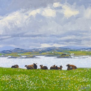 Dozing Sheep, Iona, 2015 (óleo sobre lienzo) de Charles Simpson