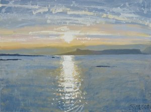Atardecer en el mar, 2013 (óleo sobre lienzo) de Charles Simpson
