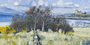 Árboles y castillo, Mull, 2010 (óleo sobre lienzo)