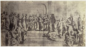 Reproducción fotográfica de un dibujo de Raphael, estudio para The School of Athena