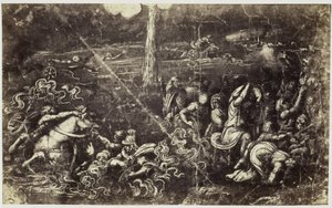 Reproducción fotográfica de un dibujo de Rafael, un ejército que se ahoga después de que Israel cruzara el Mar Rojo