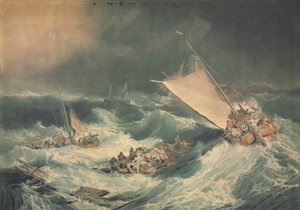 Un naufragio con botes intentando salvar a la tripulación de Charles Turner