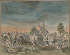 El encuentro del Duque de Wellington y el Príncipe Blücher, cerca de La Belle Alliance de Charles Turner Warren