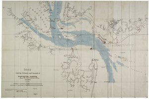 Boceto que muestra las defensas y canales del Puerto de Charleston, junio de 1864
