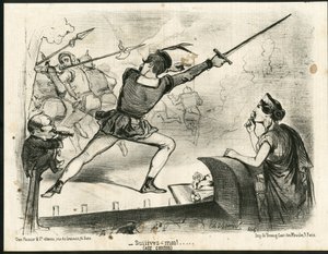 Ilustración de Charles Vernier en Le Charivari - Teatro, Presidente de la República - Thiers Adolphe, Napoleón III de Charles Vernier