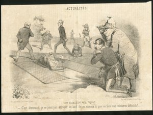 Ilustración de Charles Vernier (? -1887) en Le Charivari - Un oiseleur politique - Presidente de la República, Ministerio del Interior - Thiers Adolphe, Napoleón III, Faucher Leon (1803-1854) - Portafolio