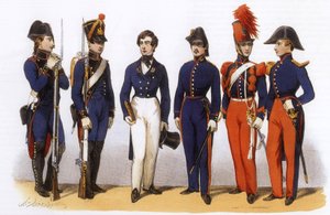 Uniformes del ejército francés: Escuela Politécnica, Estado Mayor y Caballería de Charles Vernier
