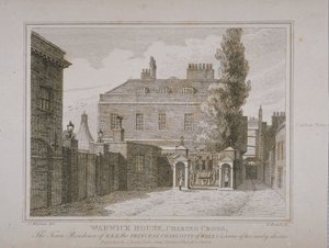 Vista de Warwick House, grabado por Samuel Rawle (1771-1860) y publicado por John Booth (1794-1855) 1818