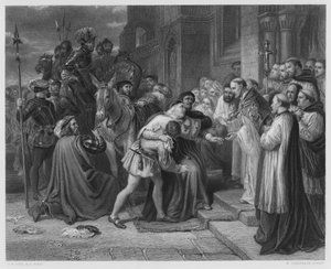 Wolsey en la Abadía de Leicester, del cuadro en la Colección Real de Charles West (after) Cope