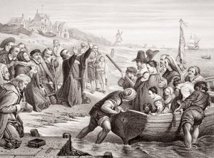 Salida de los padres peregrinos de Delft Haven en julio de 1620, de 