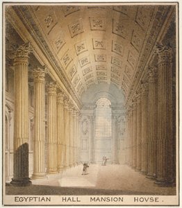 Vista interior del Salón Egipcio, Mansion House, Ciudad de Londres, 1820 de Charles Wild