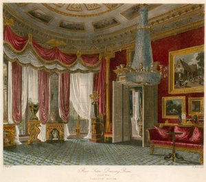 Sala de dibujo de satén rosa, Carlton House, Londres de Charles Wild