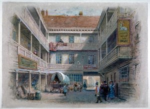 Patio del White Hart Inn, Borough High Street, Southwark, Londres, c1860 de Charles Wilkinson