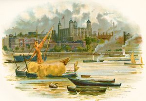 La Torre de Londres en el siglo XIX. También conocida como el Palacio Real y Fortaleza de Su Majestad, Londres, Inglaterra. De la Historia de Inglaterra de Cassell, publicada c.1901 de Charles Wilkinson