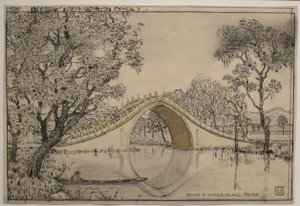 Puente en el Palacio de Verano, Pekín" de Charles W. Bartlett, HMA 28113 de Charles William Bartlett
