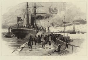 Ánimo chicos ánimo, un barco de emigrantes saliendo del puerto