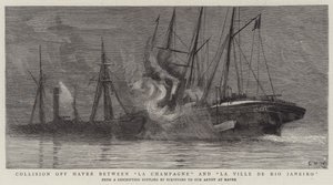 Colisión frente a Havre entre La Champagne y La Ville de Rio Janeiro de Charles William Wyllie