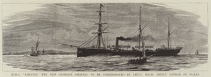 HMS Thrush, el nuevo cañonero que será comisionado por el Teniente HRH Príncipe George de Gales de Charles William Wyllie