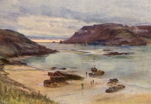 Puerto de Salcombe (litografía en color) de Charles William Wyllie