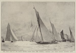 La Primera Carrera del Royal Thames Yacht Club, el Iverna, Meteor y Maid Marian Corriendo a Casa de Charles William Wyllie