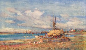 West Mersea, Isla de Mersea, Essex (litografía en color) de Charles William Wyllie