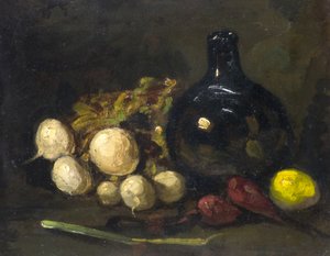 Naturaleza muerta (óleo sobre tabla) de Charles Woolford
