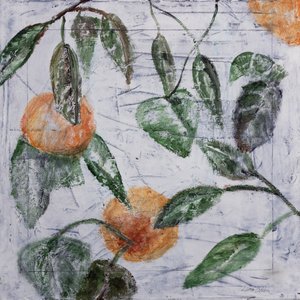 Naranjas y hojas verdes de Charlotte Olsson