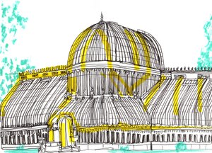 Jardines Botánicos, Belfast, 2021 (bolígrafo y marcador acrílico) de Charlotte Orr