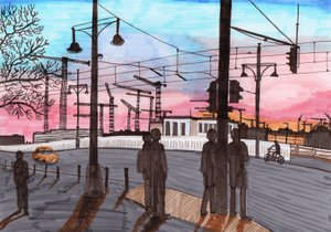 Grúas en Warschauer Straße de Charlotte Orr