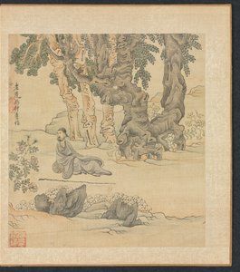 Pinturas después de los maestros antiguos: Retrato de Zhongqing en un paisaje, 1598-1652 de Chen Hongshou
