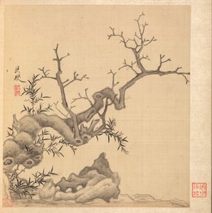 Pinturas después de maestros antiguos: Roca, árbol viejo y bambú de Chen Hongshou