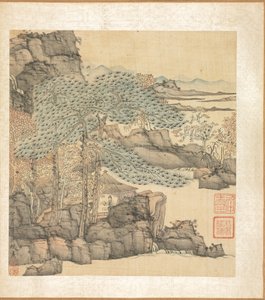 Paintings after Ancient Masters: Scholar Reading in a Thatched Hut by a Waterfall