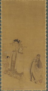 El rey dragón reverenciando al Buda, dinastía Ming, principios-mediados del siglo XVII de Chen Hongshou