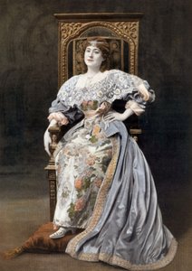 La comediante francesa Julia Bartet (1854-1941) como Marion de Lorme en la obra "Marion de Lorme" en la Comedie Francaise, París, foto de Cheri Rousseau del periódico francés "Le Theatre" del 1 de julio. de Cheri Rousseau