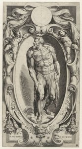 Juan el Bautista en un cartucho Figuras del Juicio Final en la Capilla Sixtina (título de la serie) de Cherubino Alberti
