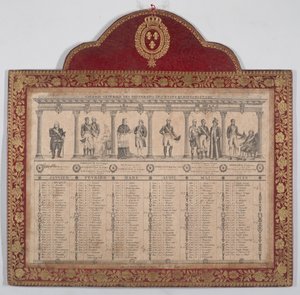 Calendario Francés para el Año 1816 Galerie Generale des Souverains des Etats Européens, 1816 de Chevalier Henry Guillot