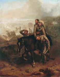 Teniente William George Cubitt ganando la Cruz Victoria en Lucknow durante el Motín Indio el 30 de junio de 1857, c.1860
