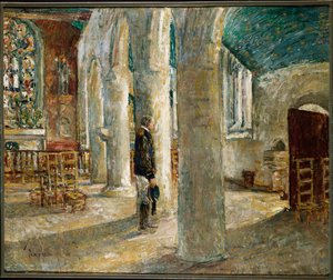 Interior de la iglesia, Bretaña de Childe Frederick Hassam