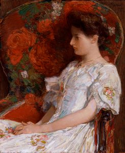 "Le fauteuil victorien" (La silla victoriana) Peinture de Childe Hassam (1859-1935) Dim 76,2x63,5 cm Óleo sobre lienzo 1906 Smithsonian National Museum de Childe Frederick Hassam