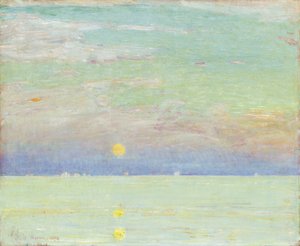 Salida de la luna al atardecer, Cape Ann de Childe Frederick Hassam