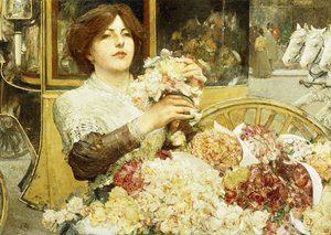 La chica de la rosa de Childe Frederick Hassam