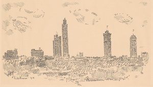 Horizonte de Nueva York, edificios oscuros