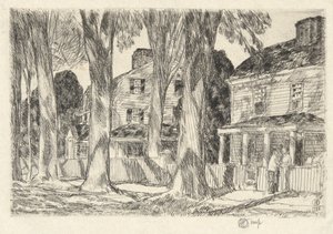 Calle del pueblo de la luz del sol, 1925 de Childe Hassam