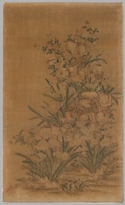 Panel Kesi: Rocas y narcisos de China, Qing dynasty