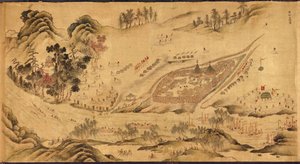 Mapa con un campamento ruso en Siberia Oriental, 1689-1722