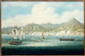Vista de Victoria, Hong Kong con barcos británicos y otros buques, c.1850 de Chinese School